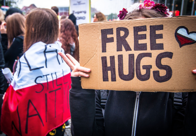 working for free hugs